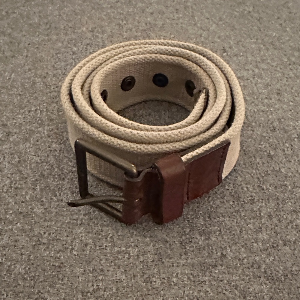Men's Tan Canvas Belt with Brown Accents